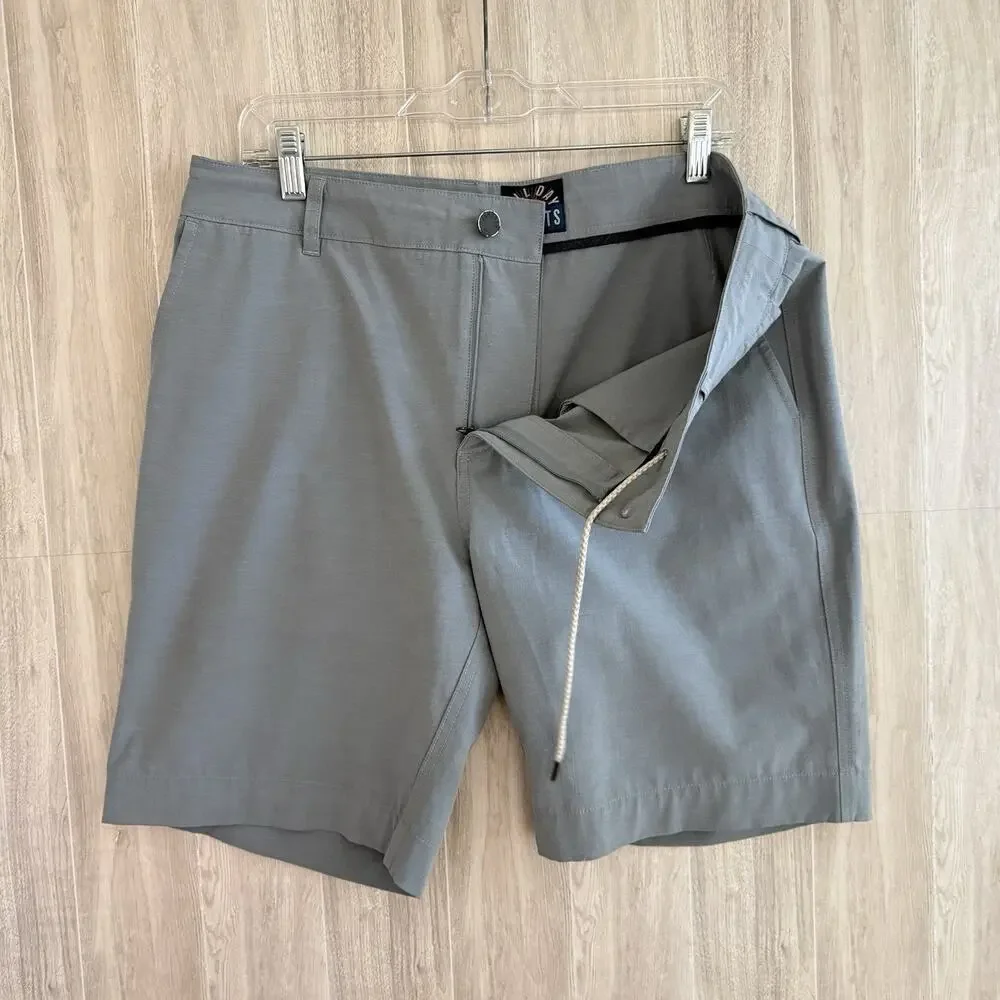 Faherty All Day Shorts Mens 33 Measures 34” Gray Chino Drawstring Stretch Casual